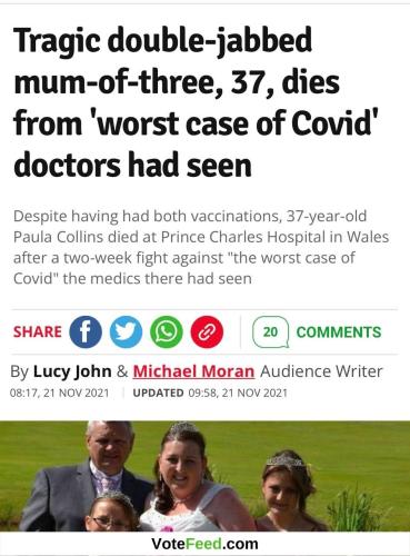 tragic double jabbed mum of three