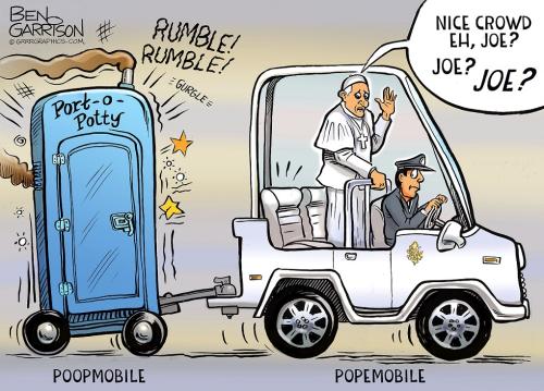 Ben Garrison Biden Poopmobile vs Popemobile
