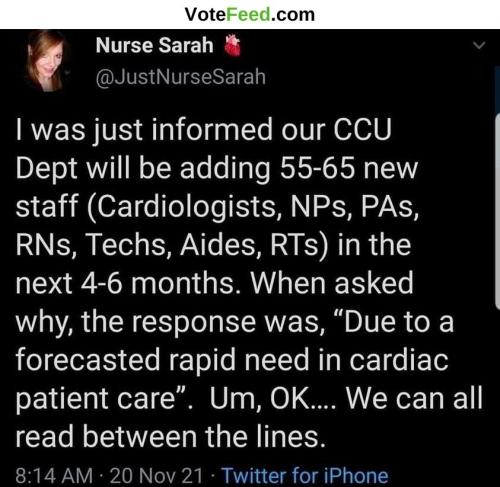 i was just informed our ccu dept will be adding 55 new staff