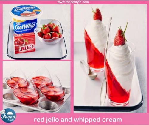 red jello and whipped cream