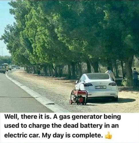 how dare you recharging electric car with gas generator