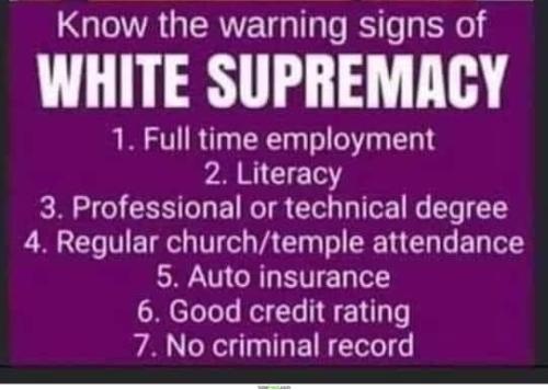 know the signs of hite supremacy
