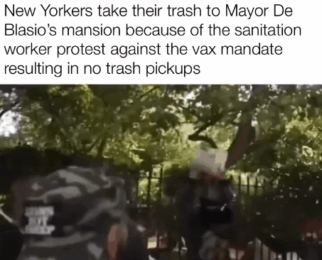 New Yorkers take their trash to Mayor DeBlasios house