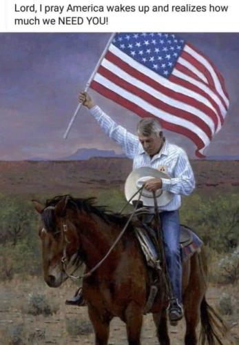 Flag - Prayer - Man praying on horse