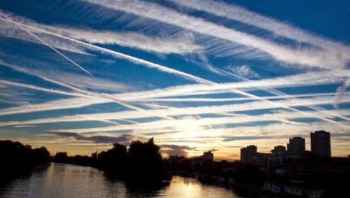 east chemtrail over city