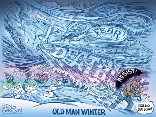 Ben Garrison Old Man Winter Bringing Fear and Death