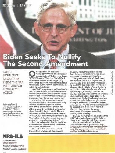 NRA article - Biden seeks to nullify 2nd Amendment