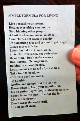 Formula for living