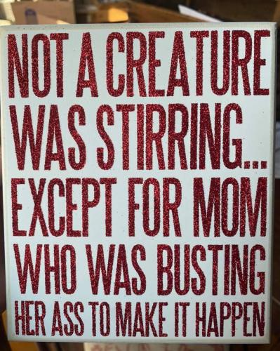 not a creature stirring except Mom