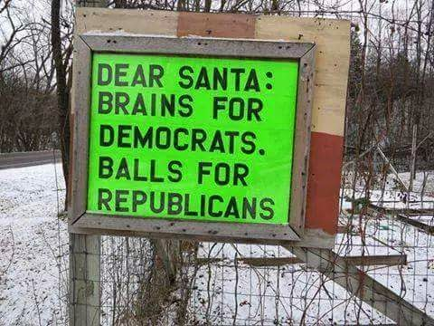 dear santa brains for democrats balls for republicans