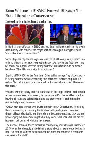 Brian Williams in MSNBC Farewell Message
