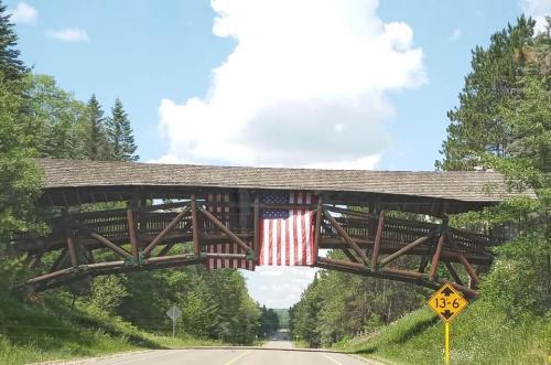 Flag - On covered bridge