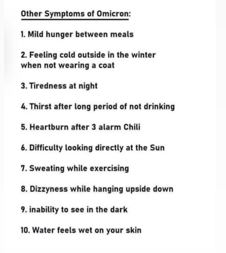other symptoms of omicron, er, moronic