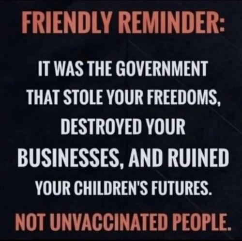 friendly reminder it was the government not the unvaxxed