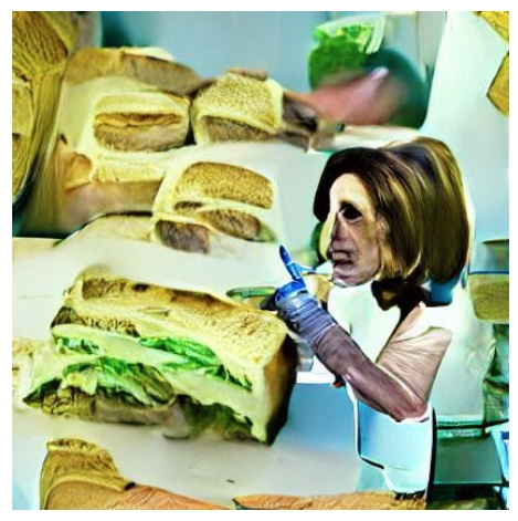 Pelosi making a sandwich