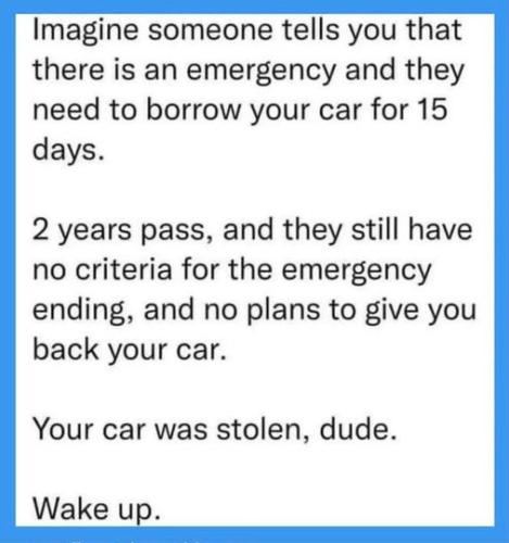 EmergencyBorrowCars15Days2YearsPassNoCriteriaEmergEndingNoPlansGiveBack