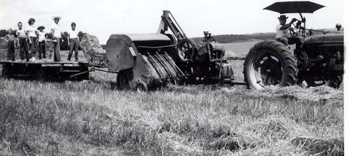 Jim Dave Chris (far left) Mike (front of flatbed) on Melvin's farm 1967