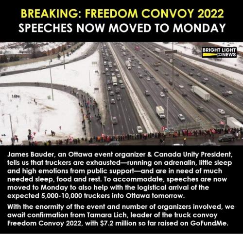 BREAKING Freedom Convoy 2022 Speeches Moved to Monday