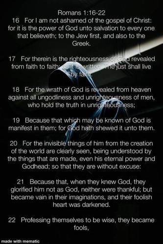 Romans 1-16 through 22 i am not ashamed of the Gospel of Christ...