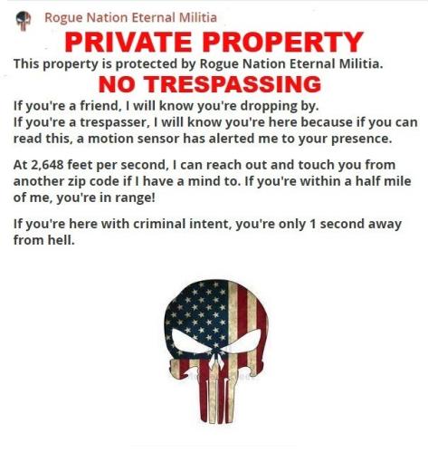 Rogue Nation No Trespassing sign