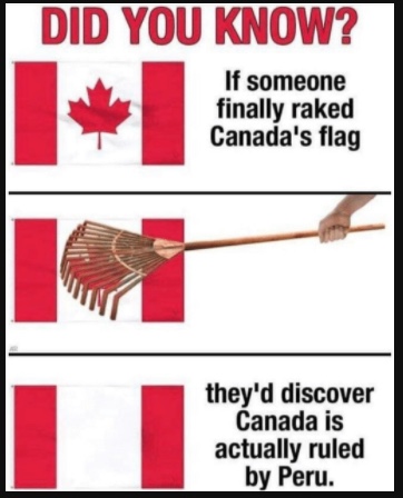 Raking Canadian flag