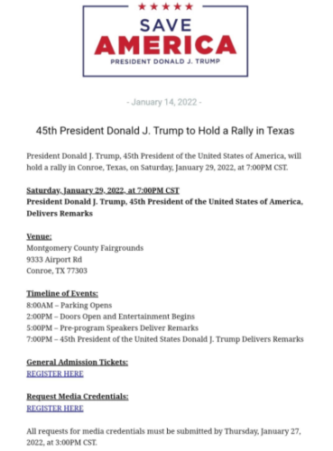 TRUMP RALLY 1-29-22