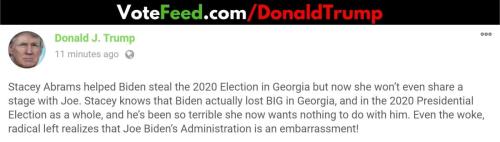 Message From Trump - jan 11 2022 stacey abrams