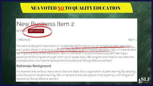 NEA Votes No On Quality Education