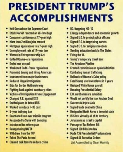 TRUMPS ACCOMPLISHMENTS