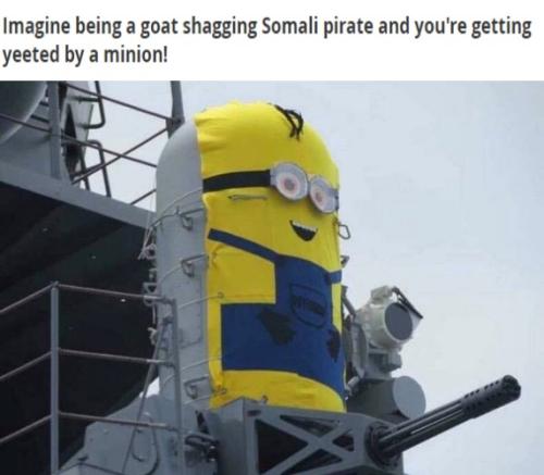 SMALL Somali pirates getting yeeted by a minion