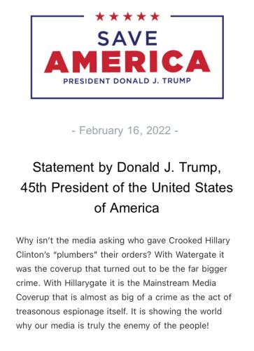 President 45 Statement