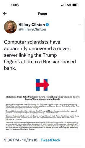 Hilary's trump up was self inflicting