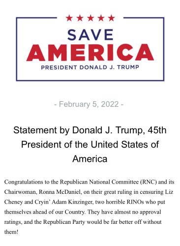 President Trump's Statement