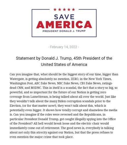 Message from POTUS 45