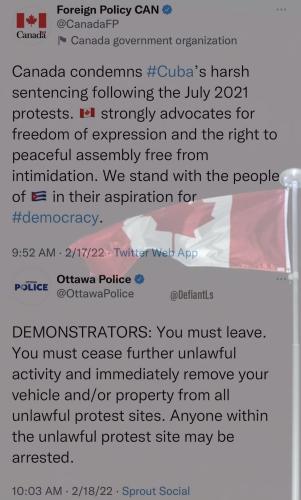 pacefulassemblyforCubaButCanadiansnopeThanksLiberals