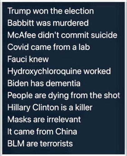 Trump Won Babbitt was murdered Covid is man made