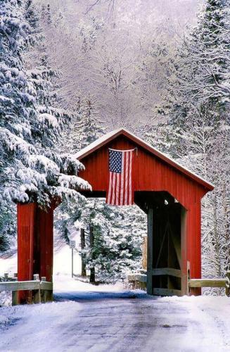 Flag - Covered bridge with snow