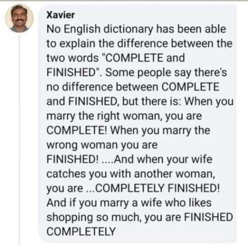 EnglishDictionaryCompleteFinishedMarried