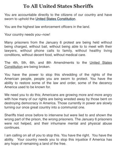 Sheriff's - To all U. S. Sheriff's...