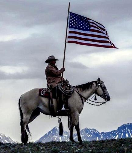 Flag Carring Horse Rider