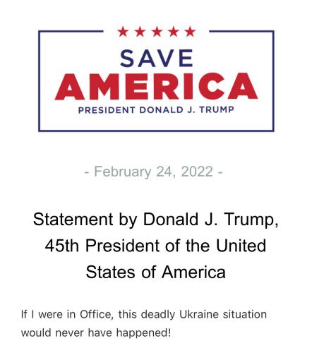 Trump Message on Ukraine