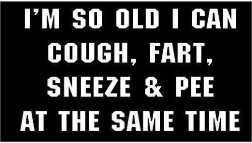 WHITE Vinyl Decal - Im so old I can fart sneeze pee same time retired sticker (1)