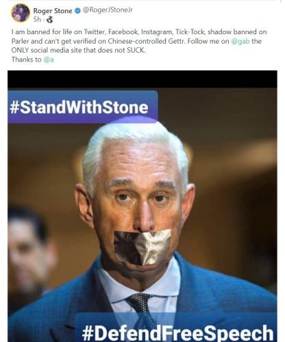 The REAL Roger Stone is on GAB because GAB doesn't suck.