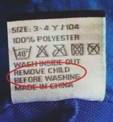 Washing instructions - Remove chld