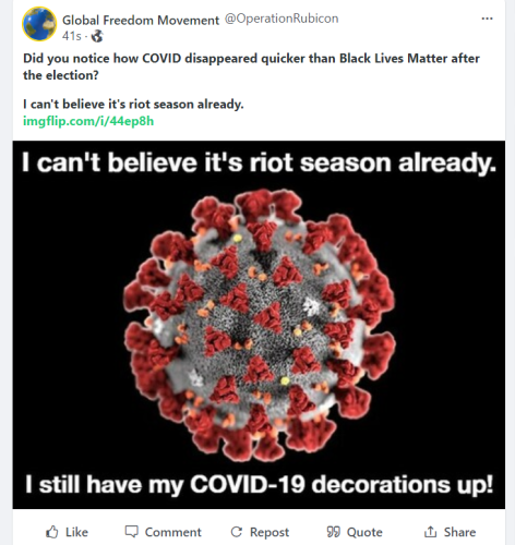 Did you notice how COVID disappeared quicker than Black Lives Matter after the election