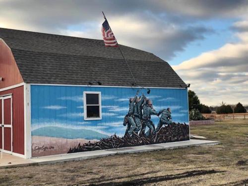 Barn - With Iwo Jima and flag