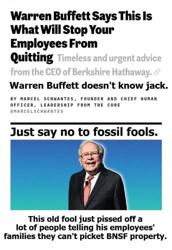 Just say no to fossil fools Warren Buffett