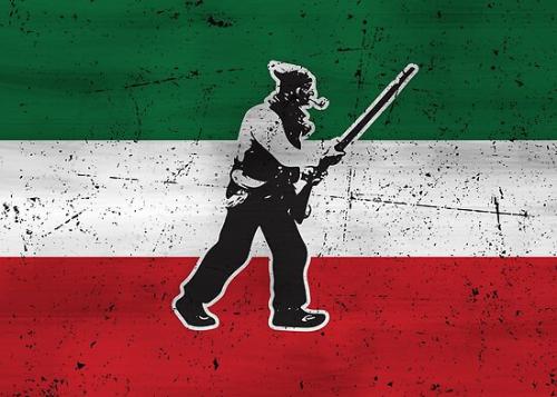 flag 28 - rebellion flag - French - Irish - English colour against monarchy