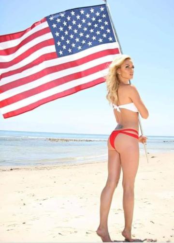 hot woman with flag