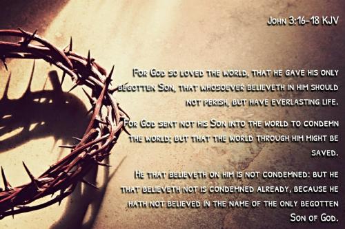 John 3-16 For God so loved the world that He gave His Only Begotten Son that whosoever believeth in HIM should not perish but have Everlasting LIFE...